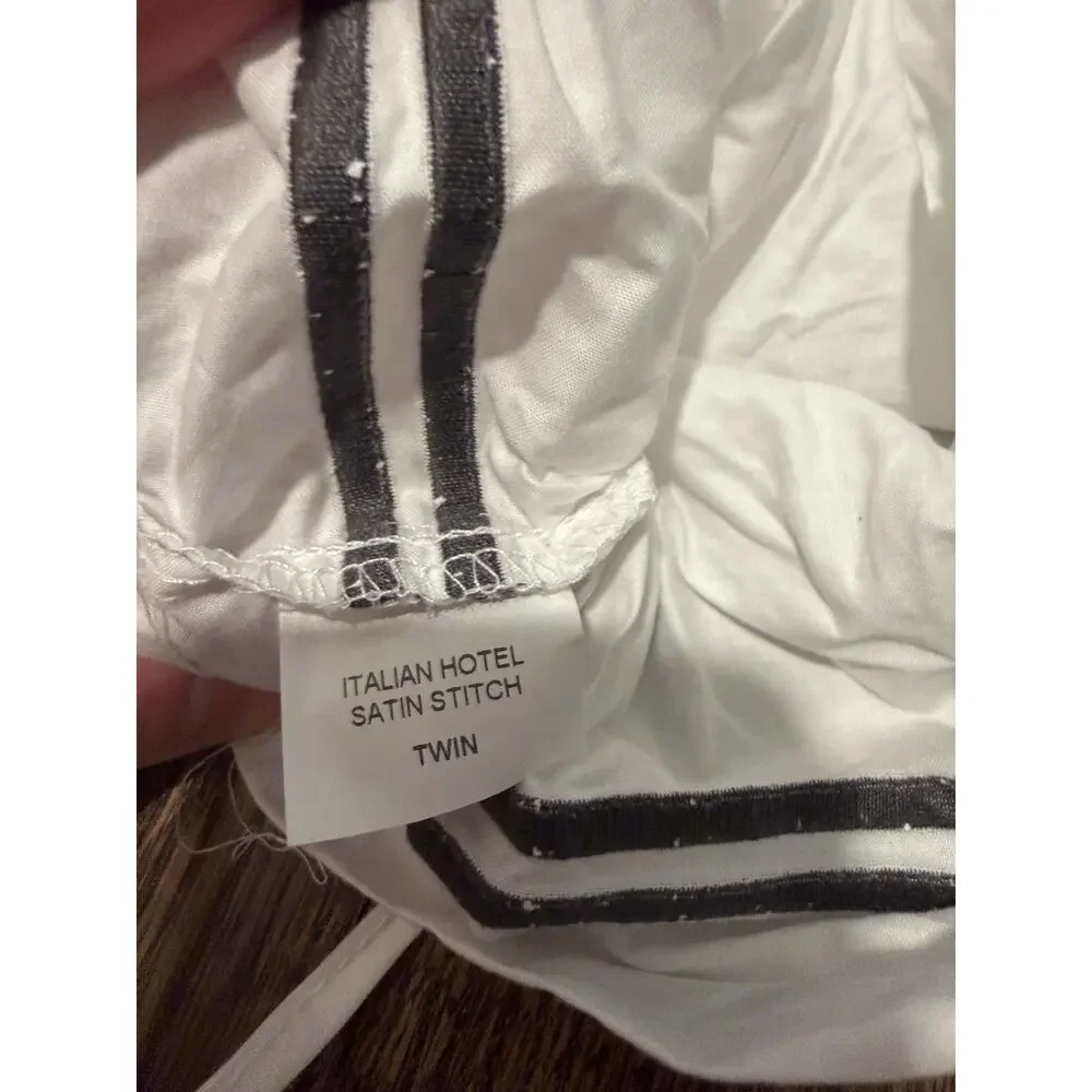 Restoration Hardware Italian Hotel Satin Stitch Duvet Twin Grey NEW $219 NWT
